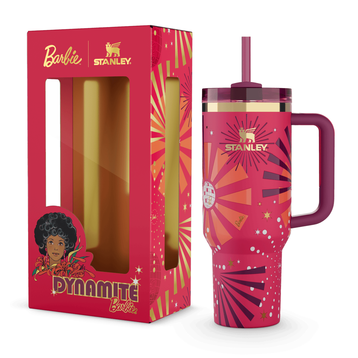 Stanley X Barbie ’80s Dynamite Quencher 40 Oz Power-Pink Hydration with Vintage Vibes