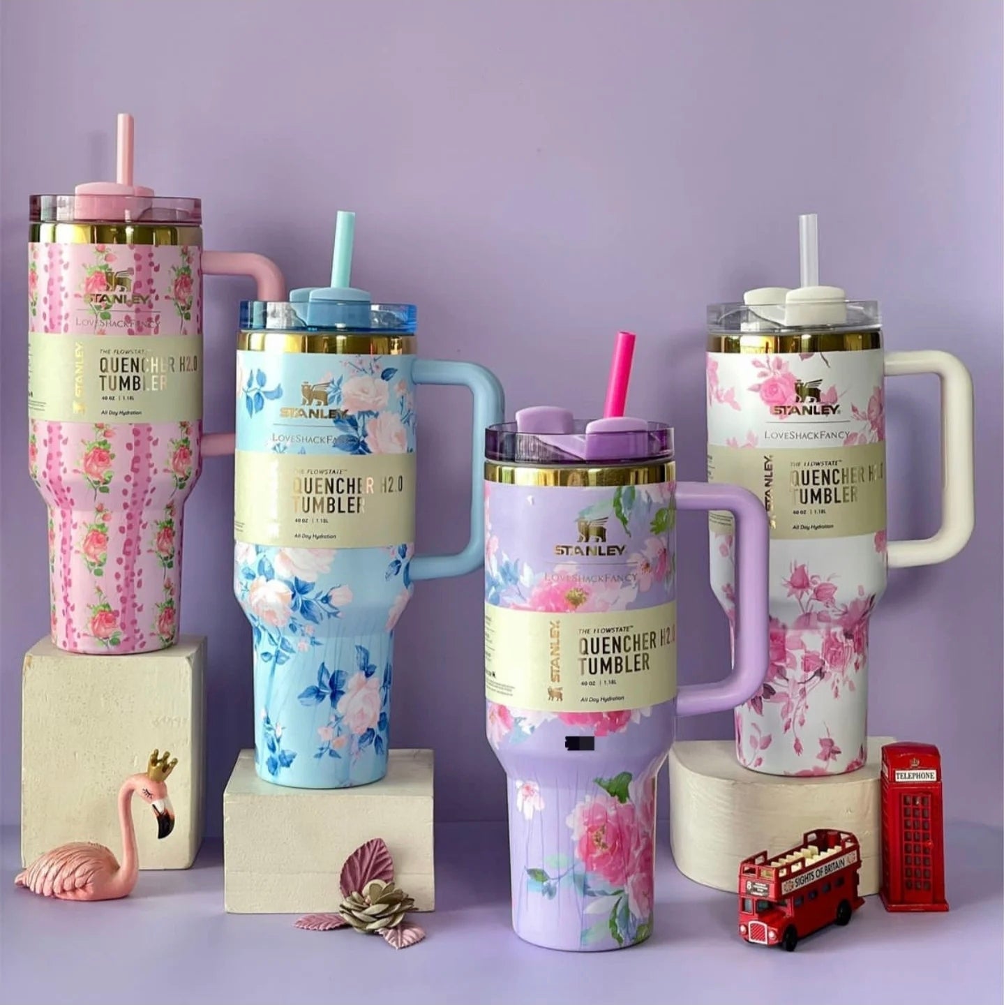 Stanley FLORAL QUENCHER 40 OZ Vacuum Steel FLOWER Tumbler