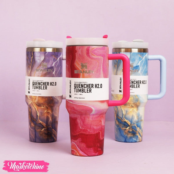 Stanley Quencher Glossy Marble Water Tumbler 1.18L with Straw
