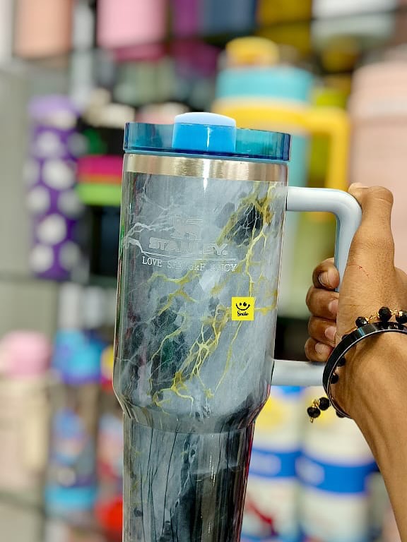 Stanley Quencher Glossy Marble Water Tumbler 1.18L with Straw
