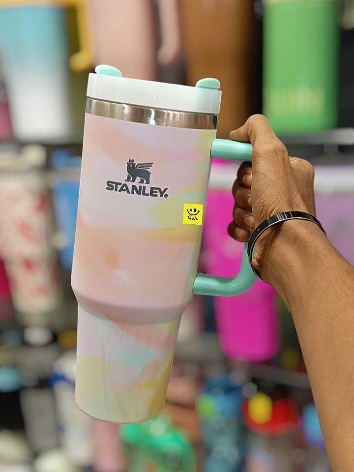 Stanley Quencher Glossy Marble Water Tumbler 1.18L with Straw
