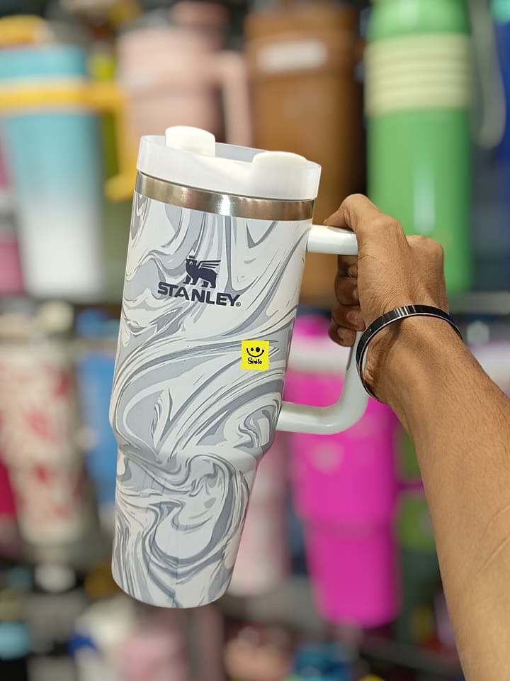 Stanley Quencher Glossy Marble Water Tumbler 1.18L with Straw