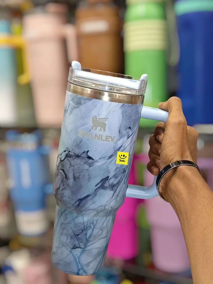 Stanley Quencher Glossy Marble Water Tumbler 1.18L with Straw