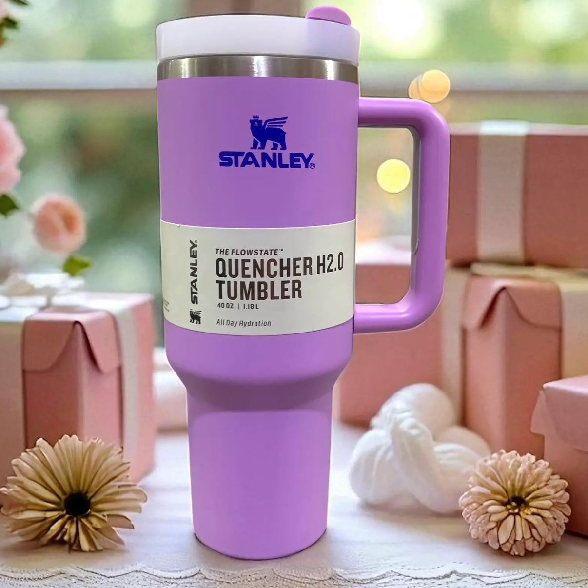 Stanley Quencher Tumbler 40oz Plain SS Vacuum Insulated Tumbler with Lid and Straw