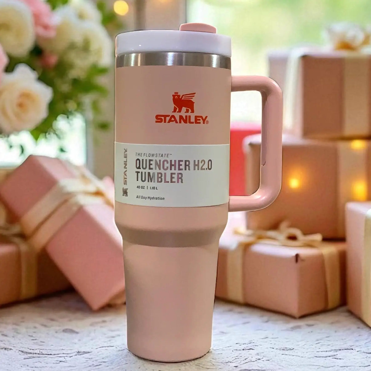 Stanley Quencher Tumbler 40oz Plain SS Vacuum Insulated Tumbler with Lid and Straw
