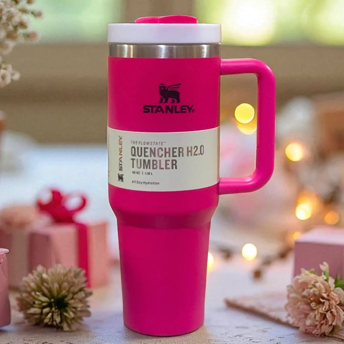 Stanley Quencher Tumbler 40oz Plain SS Vacuum Insulated Tumbler with Lid and Straw