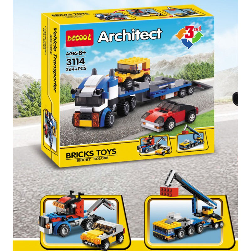 Architect 3 in 1 Jeep, Car & Truck Toys, 3114 Transporter Building Brick Block for Kids, Creative Construction Toy - 264 Pcs