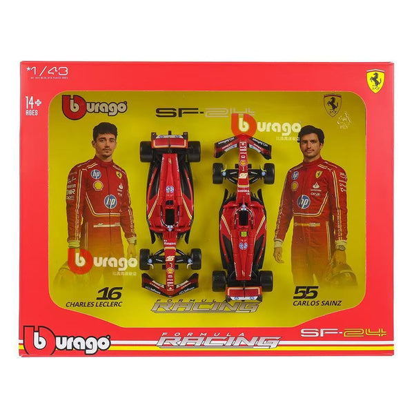BBURAGO 2in1 Premium Collector's Edition SF24 F1 Car Gift Set 1:43