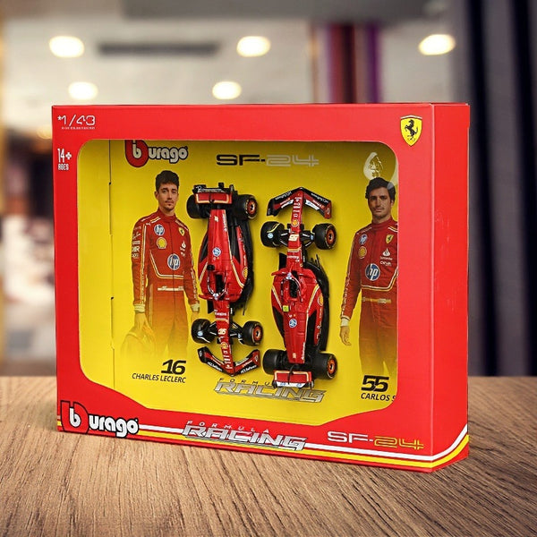 BBURAGO 2in1 Premium Collector's Edition SF24 F1 Car Gift Set 1:43
