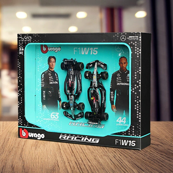 BBURAGO 2in1 Premium Collector's Edition W15 2024 F1 Car Gift Set 1:43