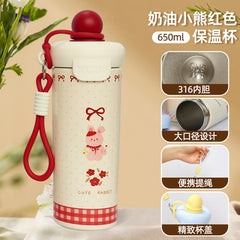 Cute Stainless Steel Water Bottle for Kids & Adults, 650ml