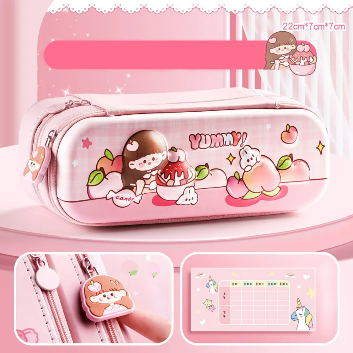 KAWAII Premium Double Layer Space Pencil Case 3D Cover EVA Space Astronaut Theme Large Capacity Pencil Zipper Pouch Bag Compass School Kids