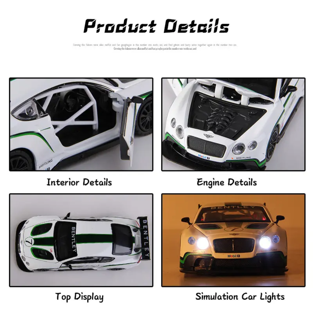 BENTLEY CONTINENTAL GT3 DieCast Metal Car of CCA Scale 1:24 KAAYU WORLD