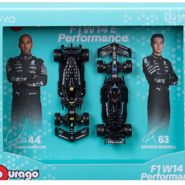 BBURAGO 2in1 Premium Collector's Edition W15 2024 F1 Car Gift Set 1:43