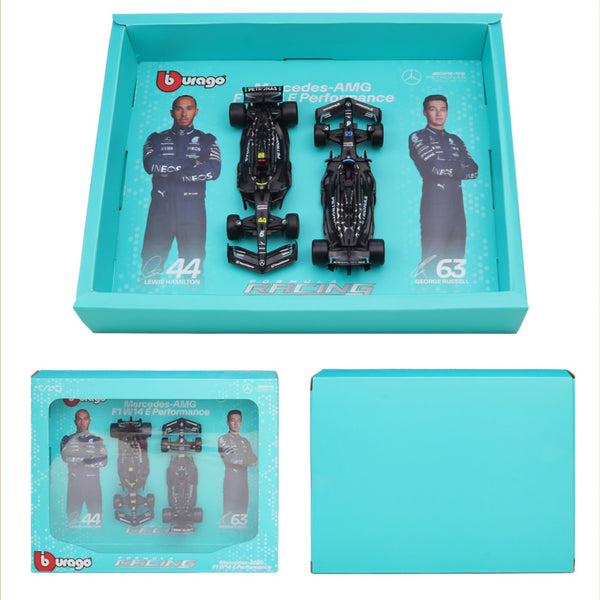 BBURAGO 2in1 Premium Collector's Edition W15 2024 F1 Car Gift Set 1:43