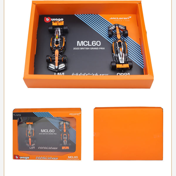 BBURAGO 2in1 Premium Collector's Edition MCL60 2024 F1 Car Gift Set 1:43