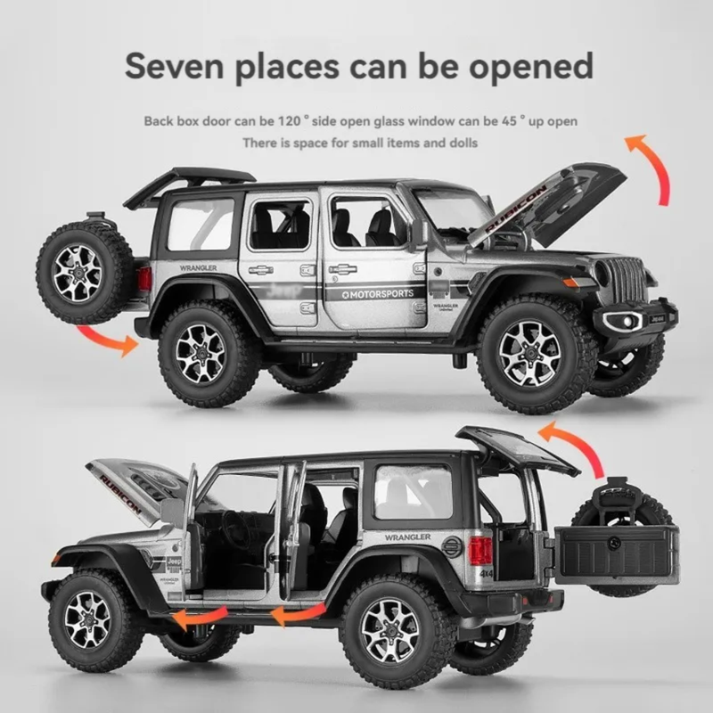 Wrangler Rubicon Sound and Light Metal Pullback Car 1:24