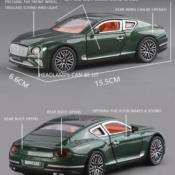 Bentley Continental Sound and Light Metal Pullback Car 1:32