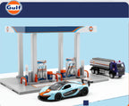 Gulf Oil Gas Station Assembly Playset McLaren P1 GTR Volvo Truck Oil Tanker SCALE 1:64 KAAYU WORLD