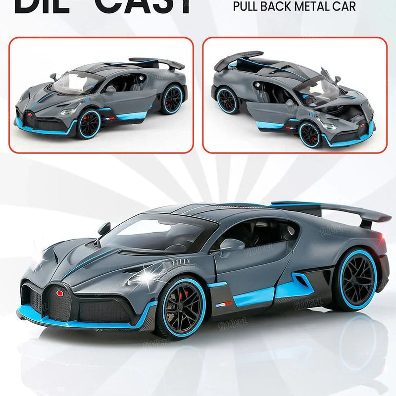 1:32 Bugatti Super Sport Toy Car For Kid Sound and Light Die-cast Metal Pullback Car My Store
