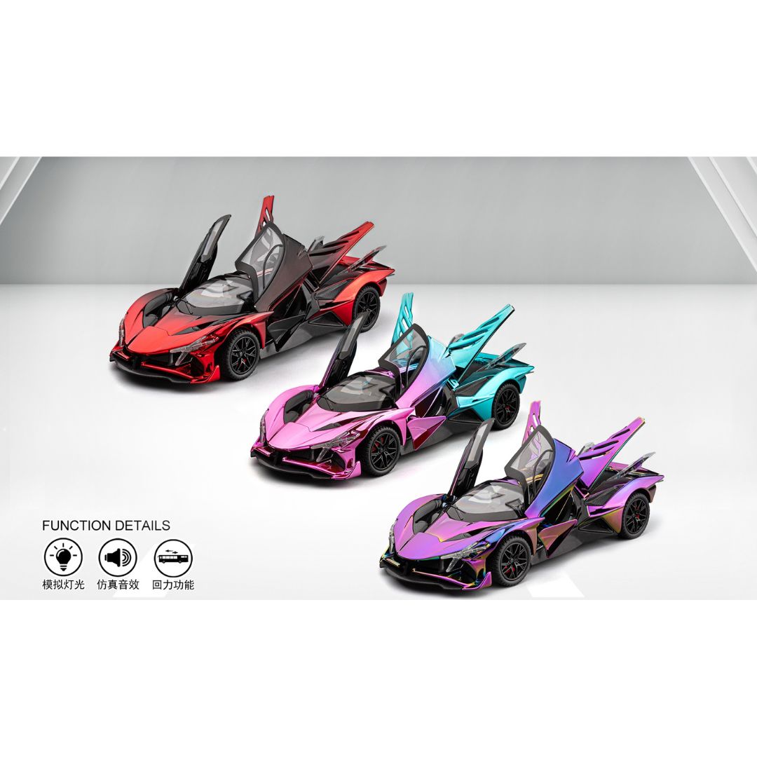 1:24 for Apollo EVO Super Sport Toy Car For Kid Sound and Light Die-cast Metal Pullback Car