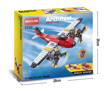 Architect 3 in 1, Model Propeller Adventures Building Block 241 Pcs for Kids, Creative Construction Toy - 3111