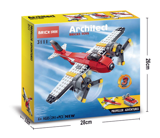 Architect 3 in 1, Model Propeller Adventures Building Block 241 Pcs for Kids, Creative Construction Toy - 3111
