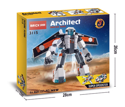 Architect Series 3 in 1-Fighter Plane, 3115 Car & Robot Toy, Brick Building Block for Kids - 237+ Pcs