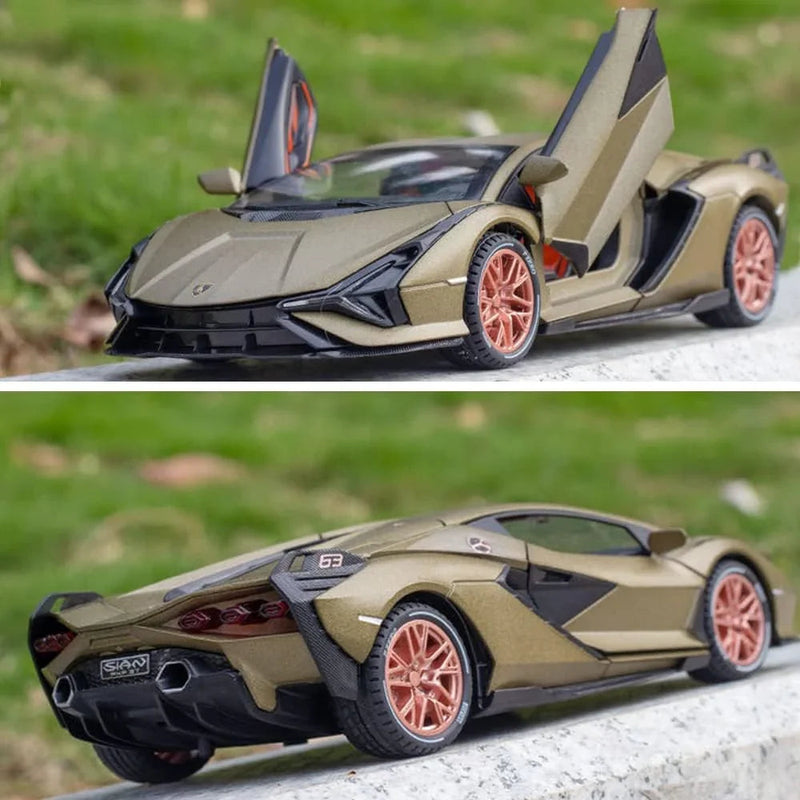 1:32 Lamborgini MILETRY Super Sport Toy Car For Kid Sound and Light Die-cast Metal Pullback Car My Store