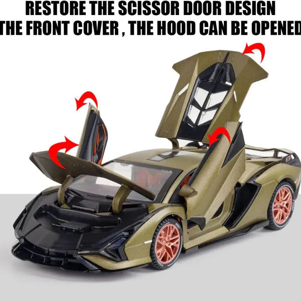 1:32 Lamborgini MILETRY Super Sport Toy Car For Kid Sound and Light Die-cast Metal Pullback Car My Store