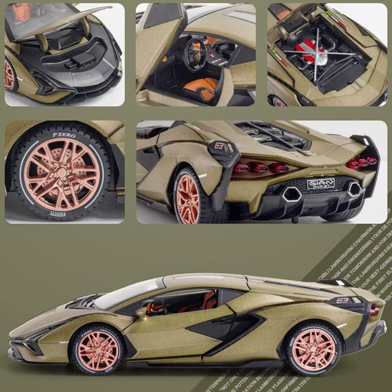 1:32 Lamborgini MILETRY Super Sport Toy Car For Kid Sound and Light Die-cast Metal Pullback Car My Store