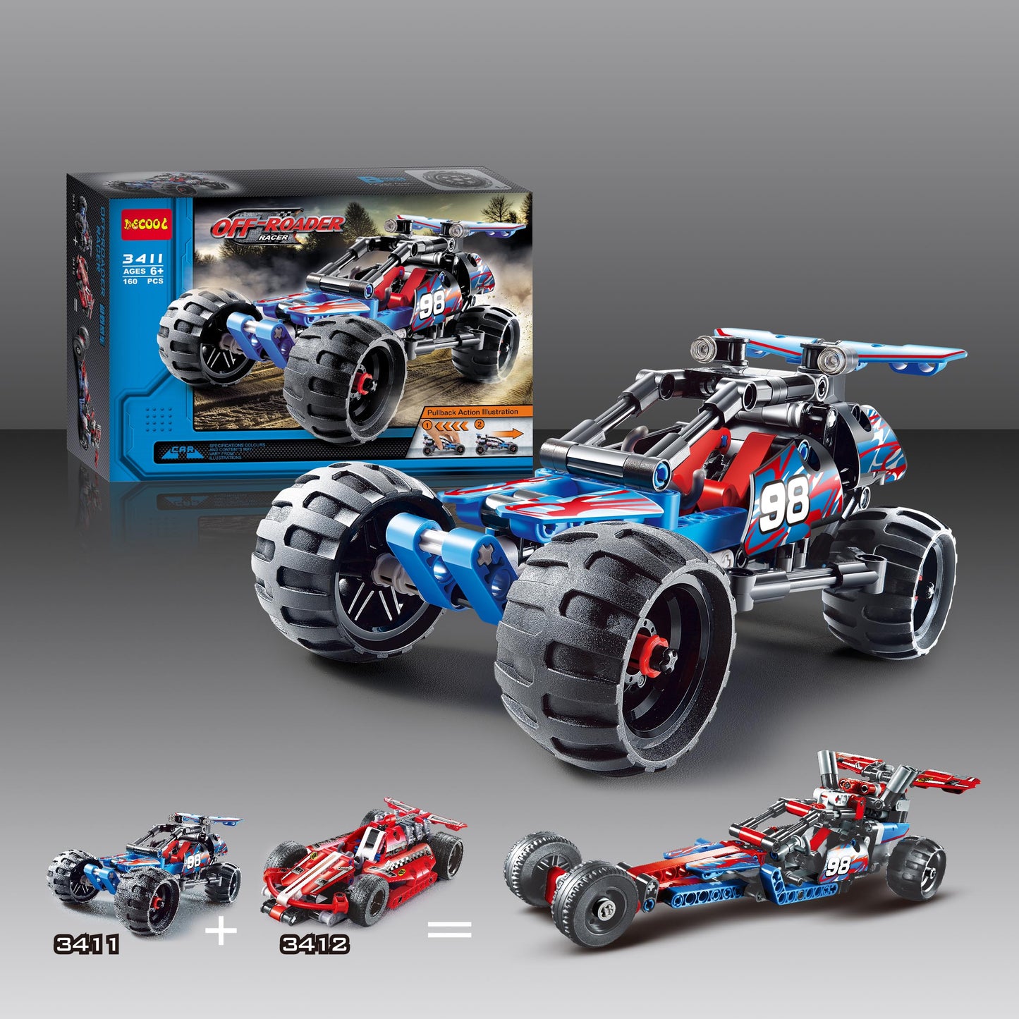 Off-Roader Racer Car 160PCS Building Blocks Toys 3D Model Warrior Sports Car