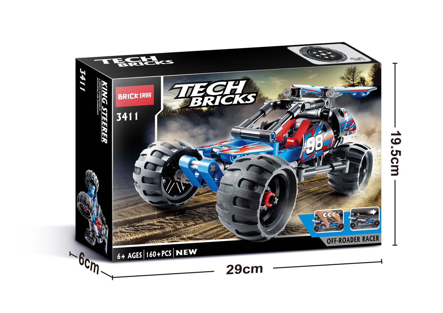 Off-Roader Racer Car 160PCS Building Blocks Toys 3D Model Warrior Sports Car