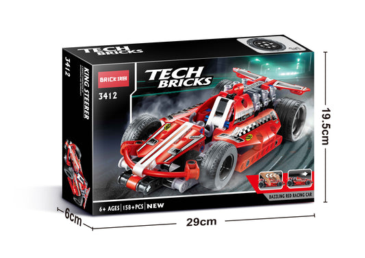 Red Racer 158 Pcs Technic Building Block Construction Pullback Car Bricks Toys