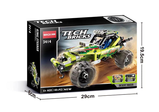 Technic Desert Racer Green Building Block Racing Car 137 Pieces, Pull Back Racing Block Car