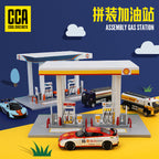 SHELL Oil Gas Station Assembly Playset Volvo Oil Tanker & NISSAN GTR KAAYU WORLD