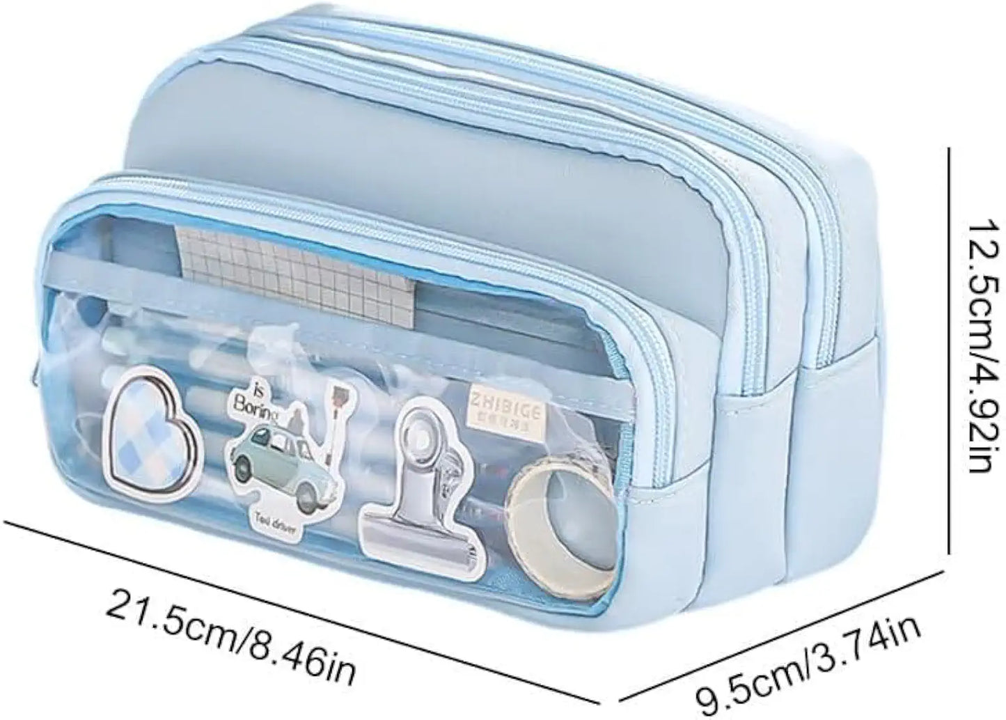Pencil Case -3 Compartments Pen Bag,Pen Pouch Big Capacity Large Storage Only Empty Pouch (Stationery Not Included)