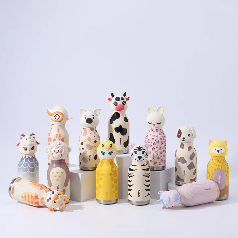 Animal Head Trending Stainless Steel Water Bottle for Kids, 480ml