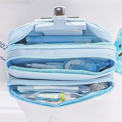 Pencil Case -3 Compartments Pen Bag,Pen Pouch Big Capacity Large Storage Only Empty Pouch (Stationery Not Included)