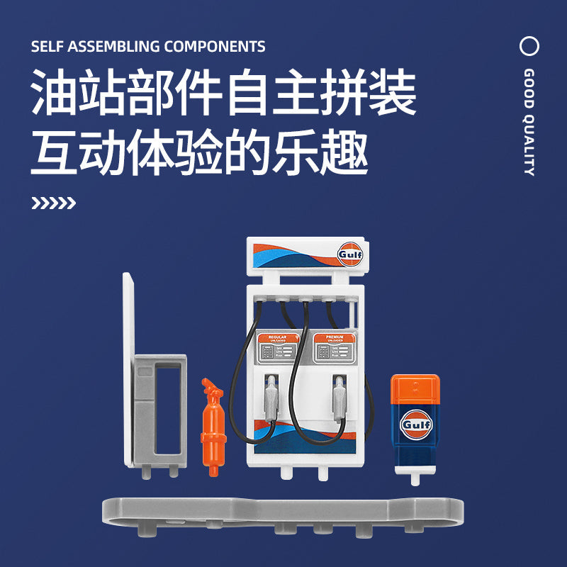 Gulf Oil Gas Station Assembly Playset McLaren P1 GTR Volvo Truck Oil Tanker SCALE 1:64 KAAYU WORLD