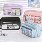 Pencil Case -3 Compartments Pen Bag,Pen Pouch Big Capacity Large Storage Only Empty Pouch (Stationery Not Included) KAAYU WORLD