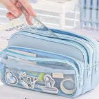 Pencil Case -3 Compartments Pen Bag,Pen Pouch Big Capacity Large Storage Only Empty Pouch (Stationery Not Included) KAAYU WORLD