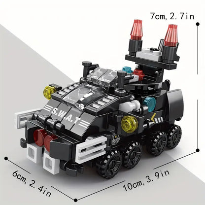 City Police Series Armored Vehicle Building Set, 6 in 1 Building Block Toy for Building a Ship/Car/Airplane, Gift Idea for Kids