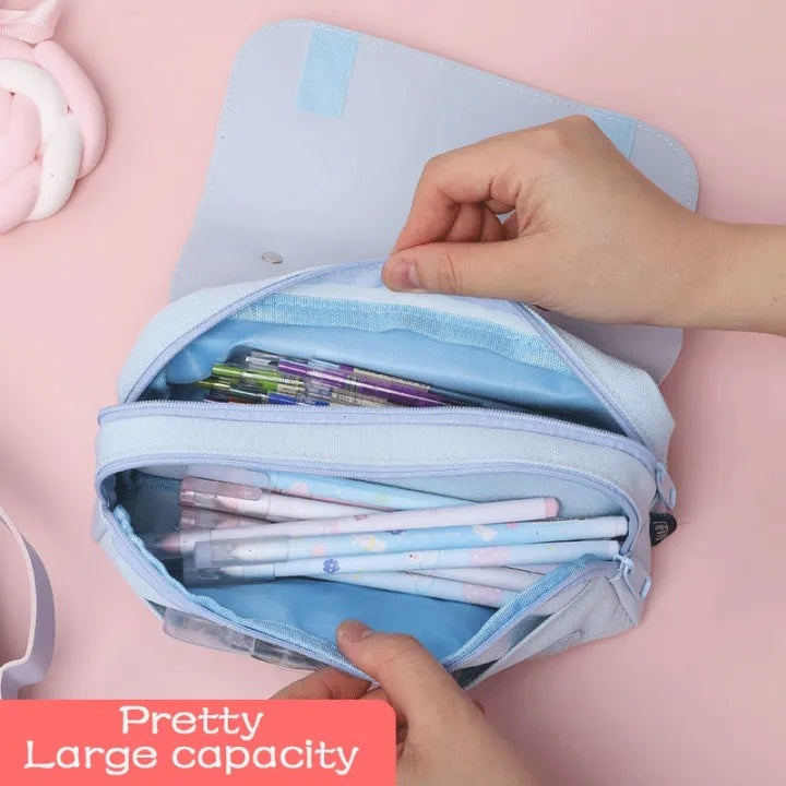 3D Decompression Pencil Case 3 Layers Large Capacity Leather Pencil Box for Girls Pen Bag Pouch Kawaii Stationery School