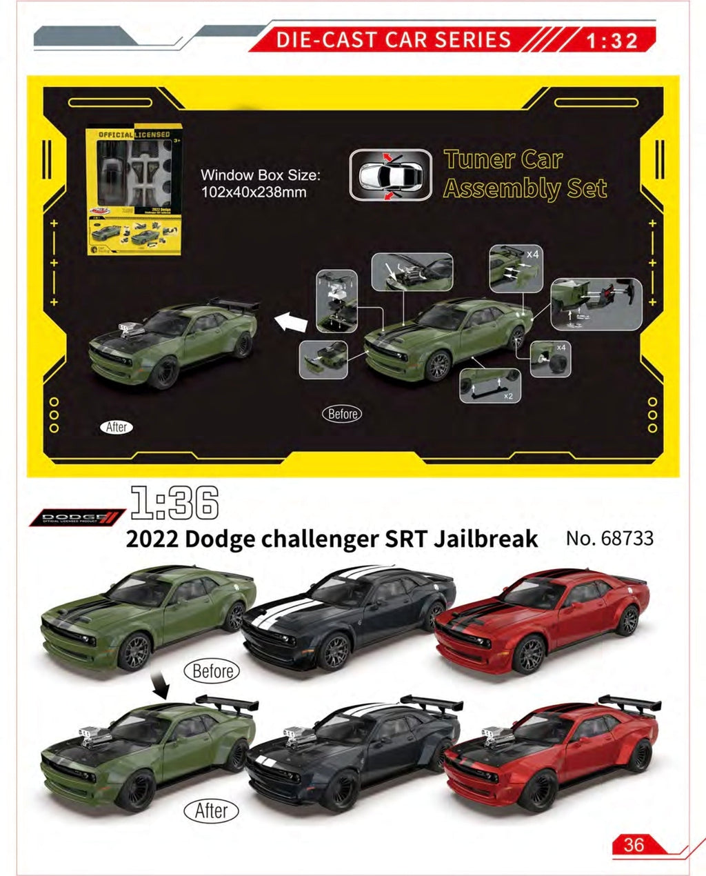 Dodge Challenger Modified car-Shell Scale 1:32 KAAYU WORLD