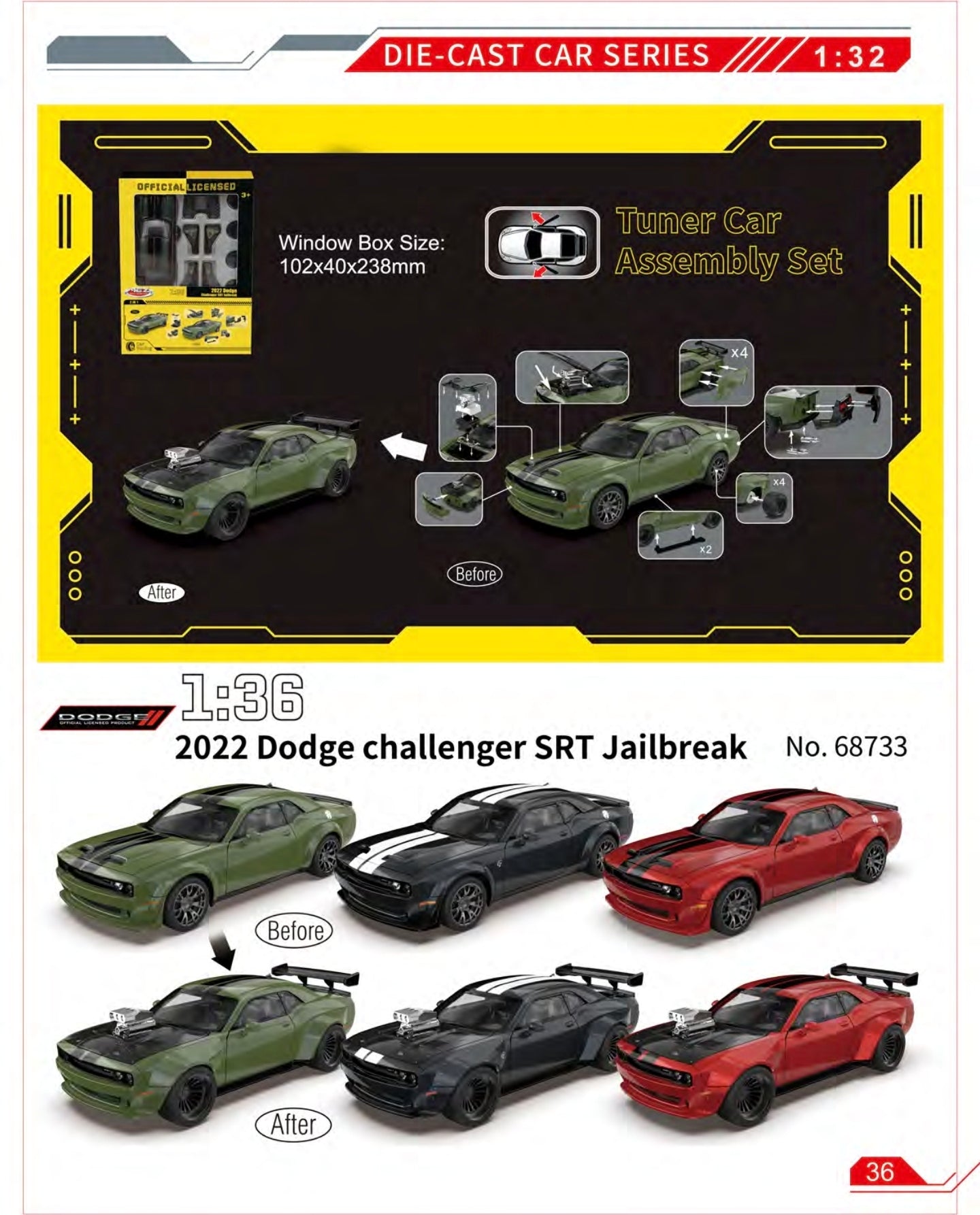 Dodge Challenger Modified car-Shell Scale 1:32 KAAYU WORLD