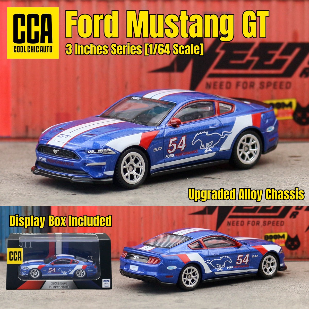 Ford Mustang 2018 GT PULL FLOWER DieCast Metal Car of CCA Scale 1:64 (Premium Display Box) KAAYU WORLD
