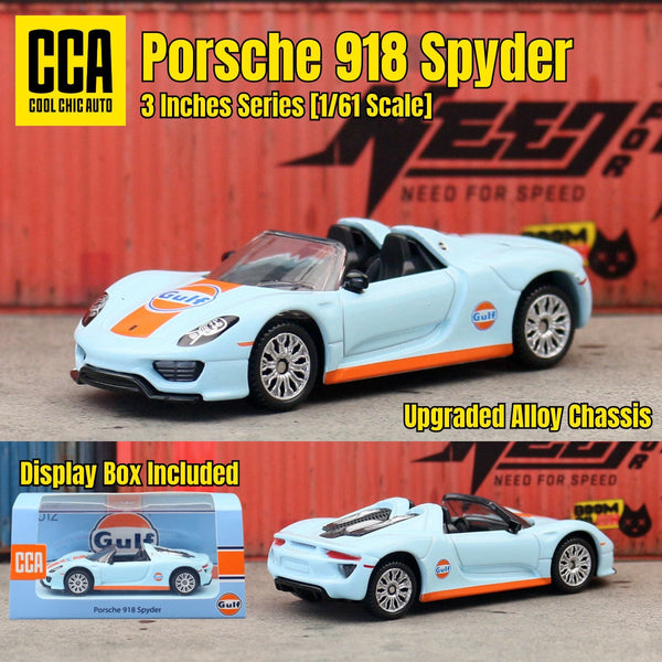 PORSCHE 918 GULF DieCast Metal Car of CCA Scale 1:64 (Premium Display Box) KAAYU WORLD