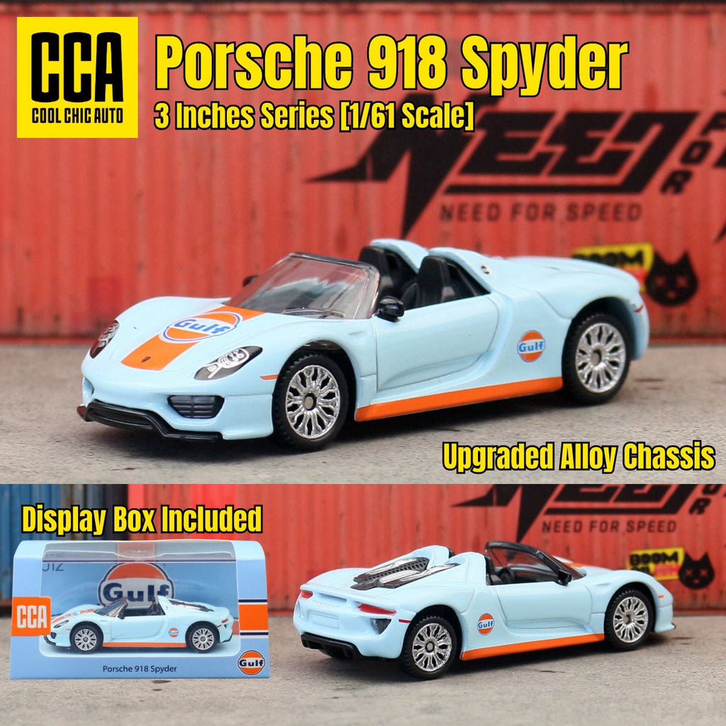 PORSCHE 918 GULF DieCast Metal Car of CCA Scale 1:64 (Premium Display Box) KAAYU WORLD