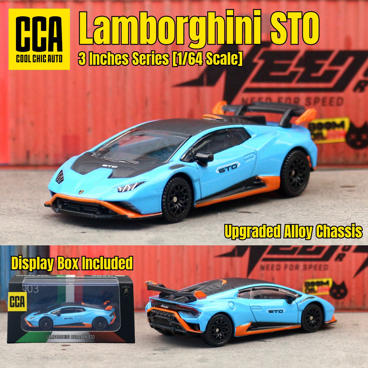 LAMBORGHINI HURACAN STO DieCast Metal Car of CCA Scale 1:64 (Premium Display Box) KAAYU WORLD